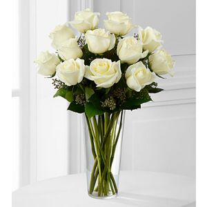 E8-4812 The White Rose Bouquet by FTD - VASE INCLUDED